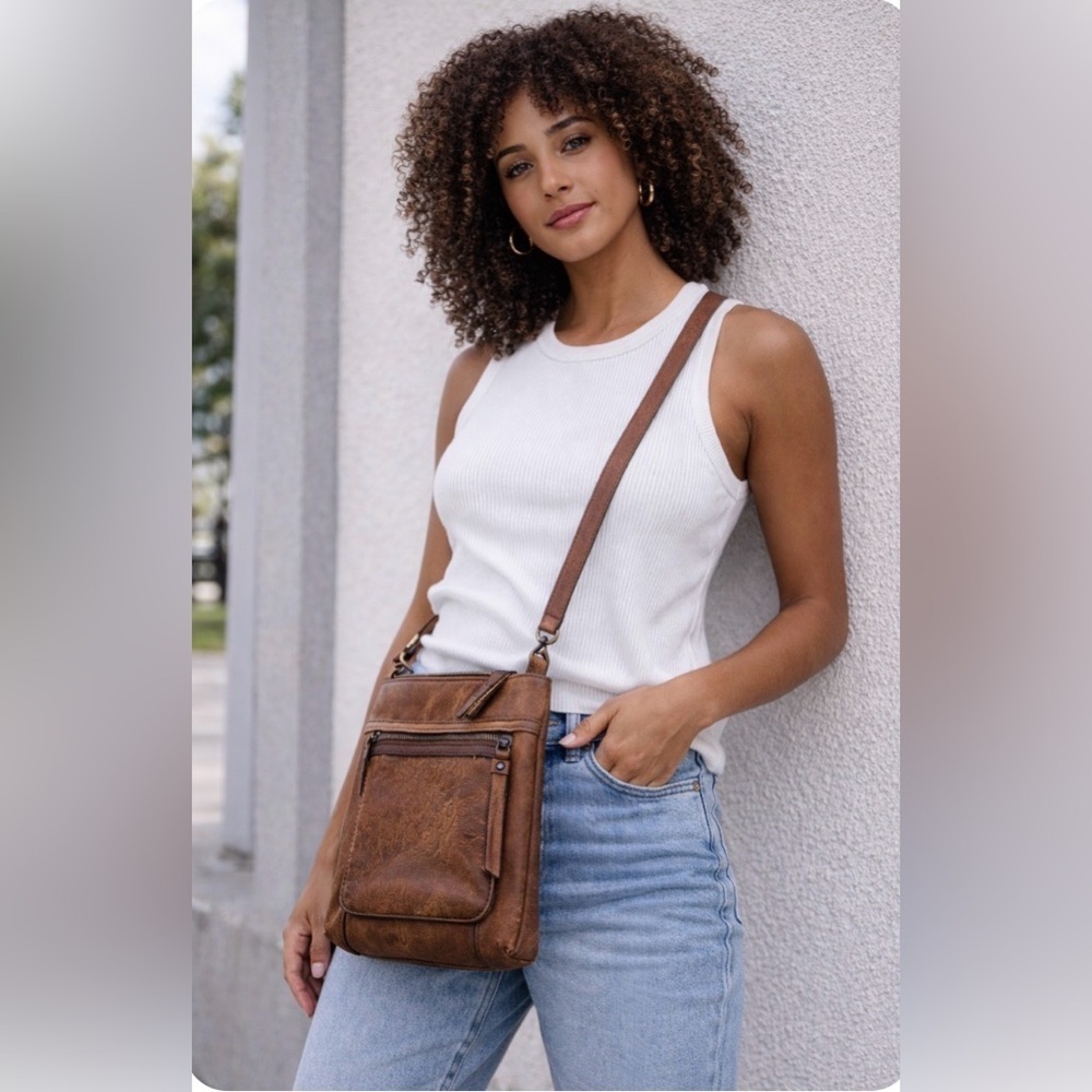 Fossil Brown Leather Crossbody Bag